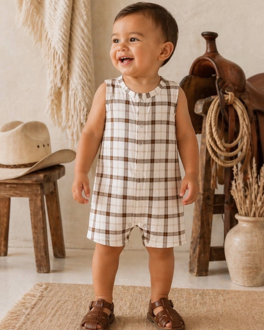 The Rowan Plaid Romper