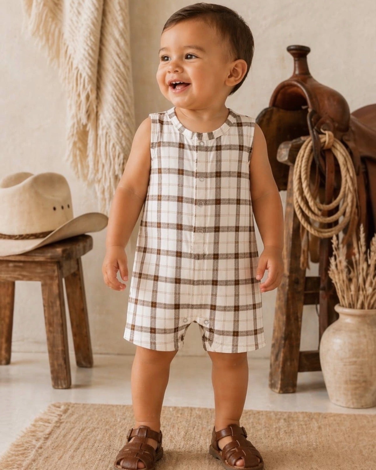 The Rowan Plaid Romper