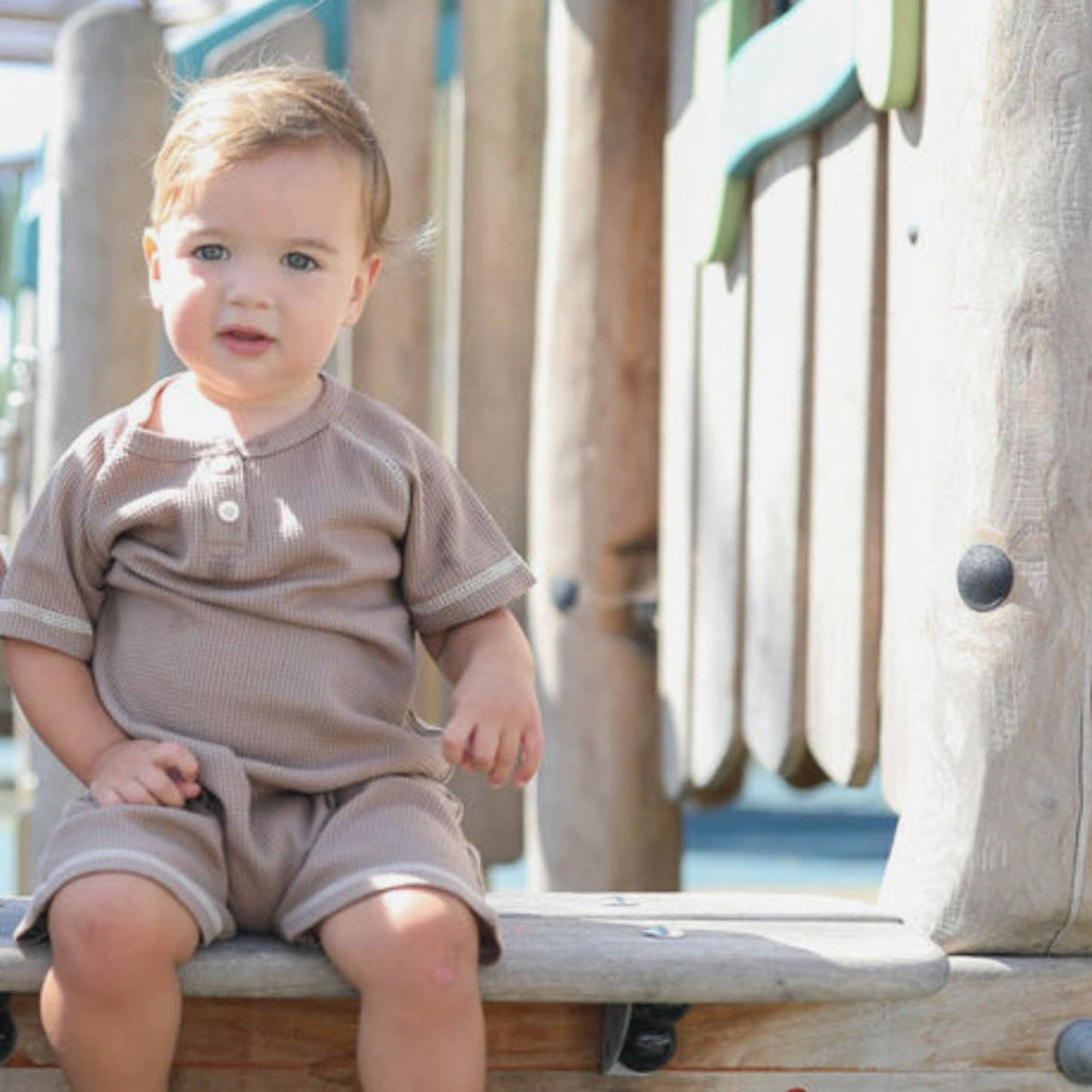 Ribbed Henley One-Piece